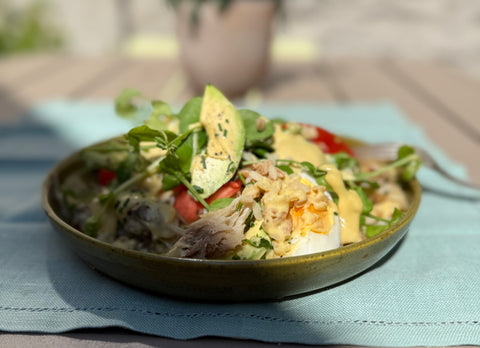 Rijstsalade gerookte makreel