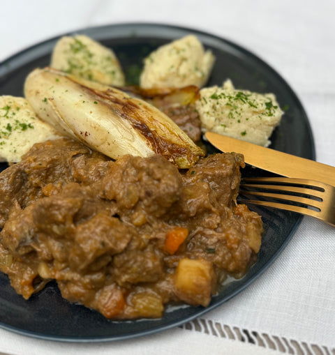 Stoverij van hert met knolselderpuree